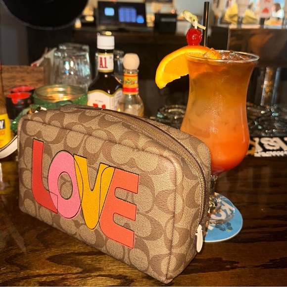 Coach Signature Cosmetic Bag with Colorful LOVE Design - Picture 1 of 3